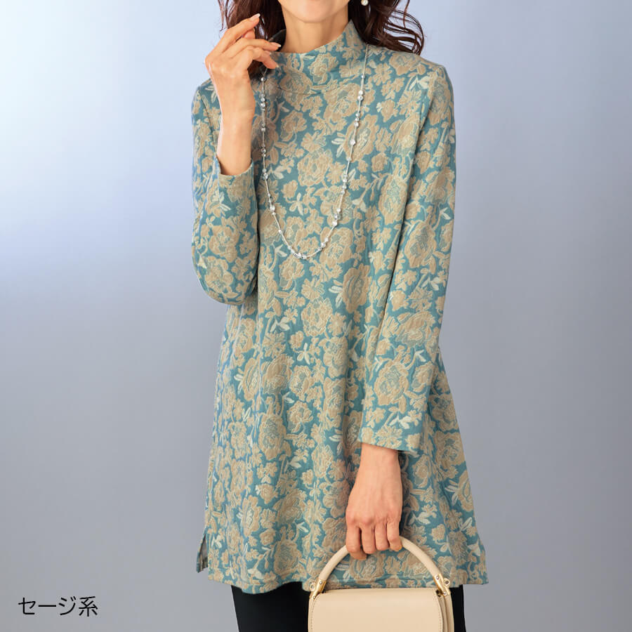 花柄ふくれジャカードチュニック | ことせ(ことせ通販)|60歳からの女性