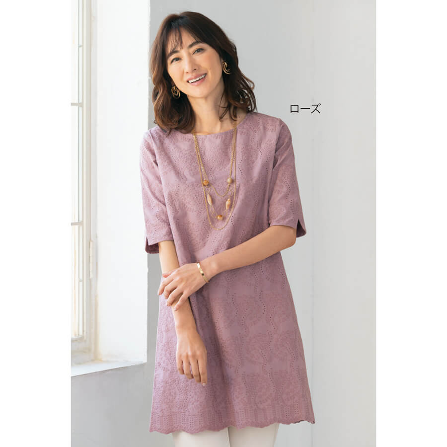 花柄総刺しゅうチュニック | ことせ(ことせ通販)|60歳からの女性向け
